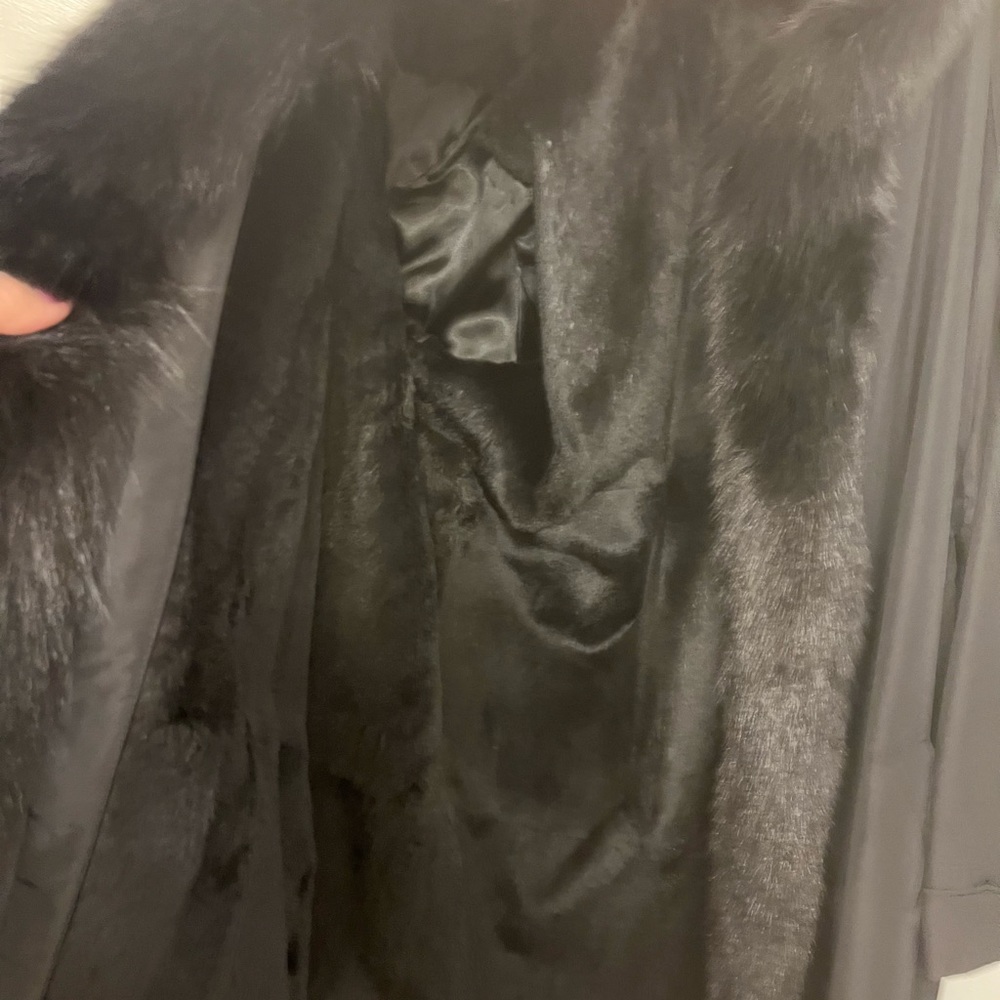 Black mink lined, all weather swing coat.